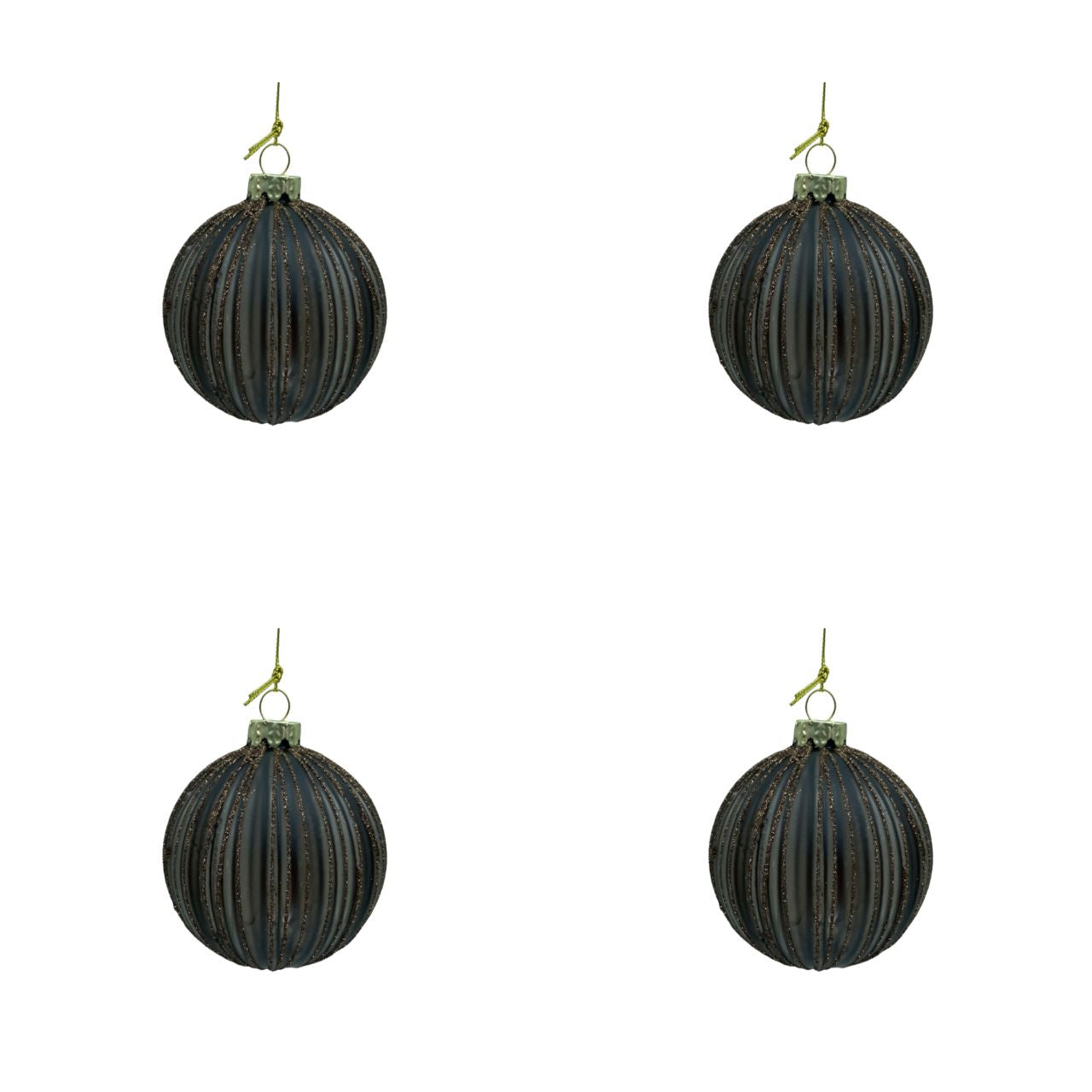 4 Stk. Christbaumkugeln mit vertikalen Streifen